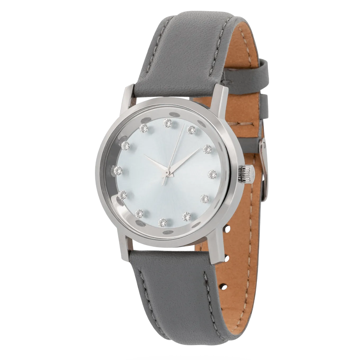 Lucidity Ladies WA-055 Steel Greyish Blue Sunray Dial Diamond Luxury Watch