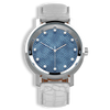 Lucidity Gents Blue Sapphire Diamond Dial Automatic & Quartz Luxury Watch – White Leather Strap | W-003