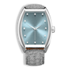 Realization Gents Quartz Luxury Watch | Steel Case, Light Blue Sunray Dial & Grey Embossed Leather Strap