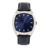 Gents Blackened Steel Blue Sunray Diamond Luxury Watch | Swiss Automatic | Black Leather Strap
