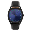 Determination WA-020 Black Steel Quartz Watch with Blue Sunray Dial & Paraiba Tourmaline Markers