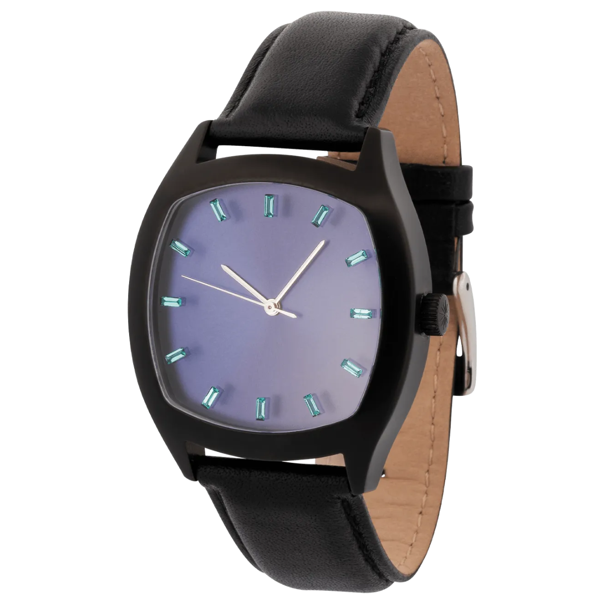 Niveau Élevé Determination WA-020 Black Steel Quartz Watch with Blue Sunray Dial & Paraiba Tourmaline Markers