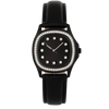 Determination WA-023 Black Steel Quartz Ladies Watch with Diamond Bezel & Black Sunray Dial