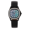 Determination WA-024 Black Steel Quartz Ladies Watch with Diamond Bezel & Mother of Pearl Dial