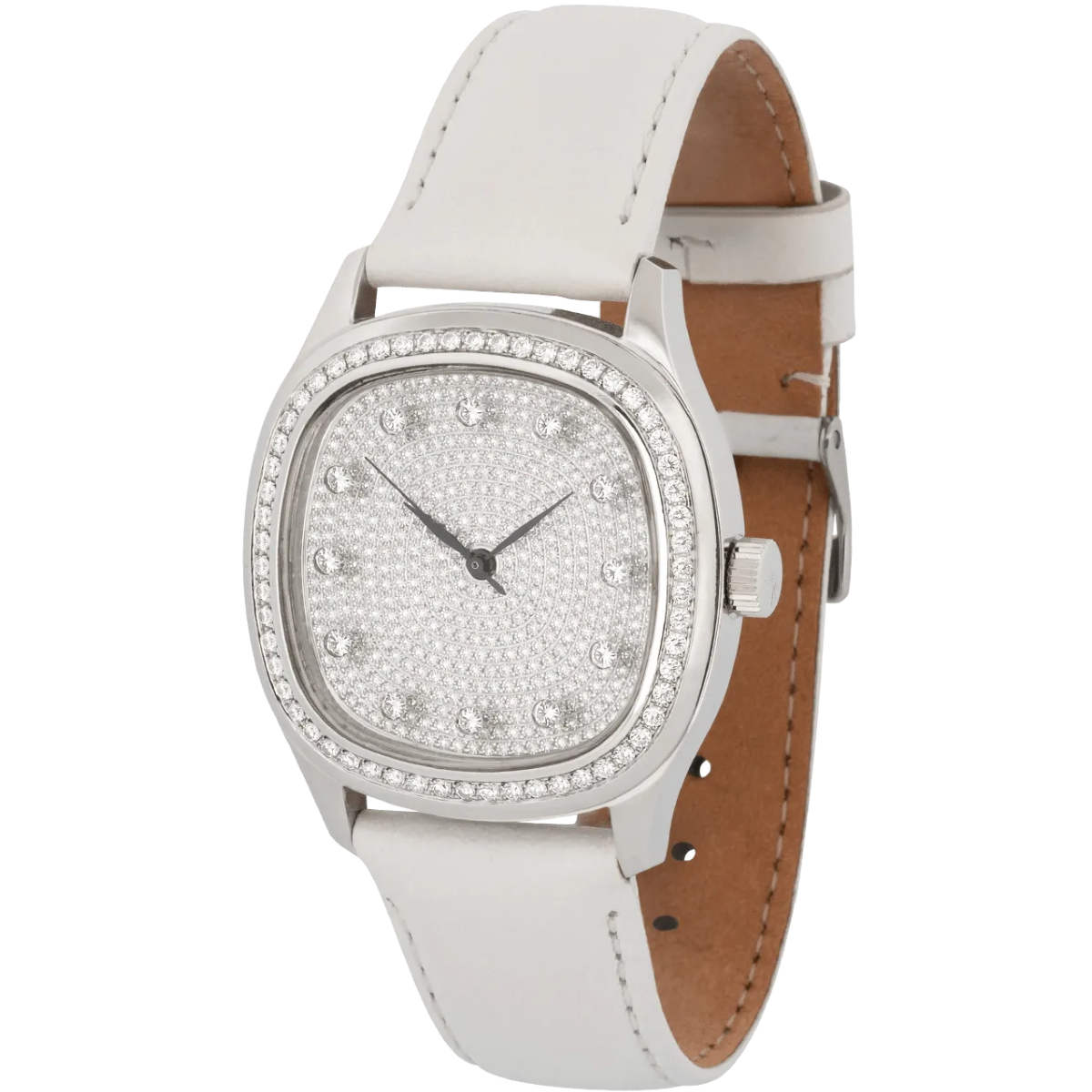 Niveau Élevé Determination Medium WA-036 Diamond White Leather Watch