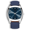 Determination Gents W-050 Swiss Luxury Watch – Blue Sunray Dial & Leather Strap
