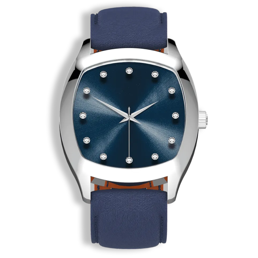 Niveau Élevé Determination Gents W-050 Swiss Luxury Watch – Blue Sunray Dial & Leather Strap