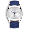 Determination Gents W-052 Swiss Luxury Watch – Silver Sunray Dial & Blue Leather Strap