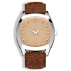 Determination Gents W-054 Swiss Luxury Watch – Diamond Dial & Brown Leather Strap