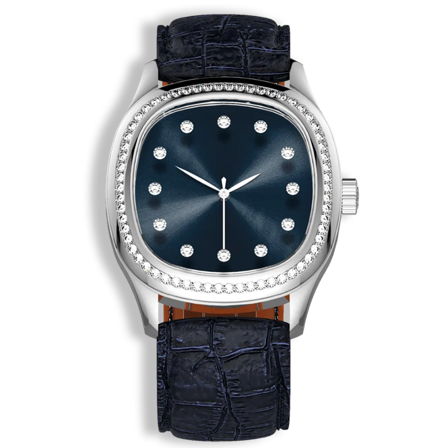 Niveau Élevé Determination Medium W-057 Swiss Luxury Watch – Blue Sunray Dial & Diamond Bezel