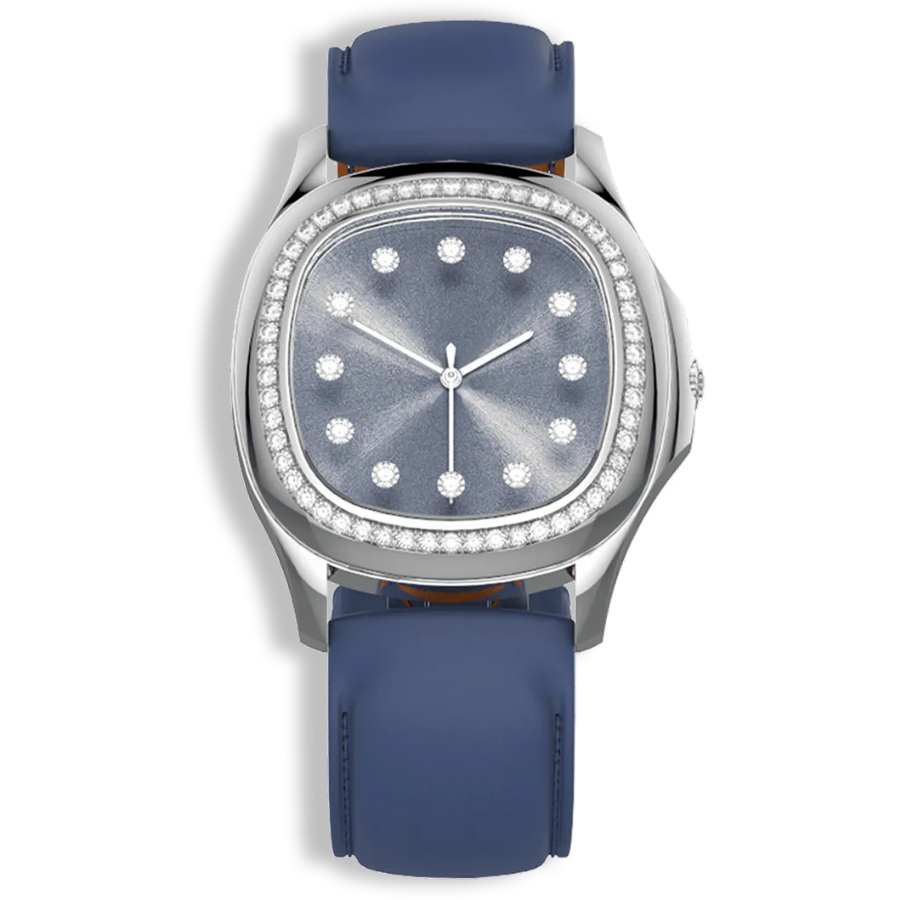 Niveau Élevé Determination Ladies W-065 Swiss Luxury Watch – Diamond Dial & White Leather Strap