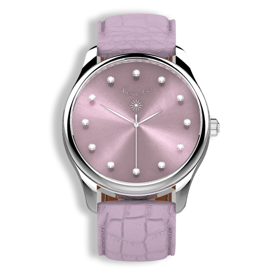 Niveau Élevé Introsistence Ladies W-028 Swiss Luxury Watch – Diamond Dial & White Leather Strap