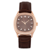 Determination Medium Automatic Watch – 18K Rose Gold Case with Diamond Bezel & Brown Leather Strap