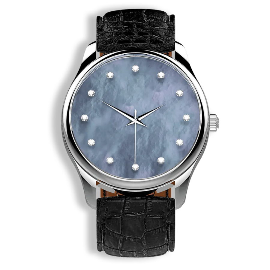 Niveau Élevé Introsistence Ladies W-026 Swiss Luxury Watch – Diamond Dial & White Leather Strap