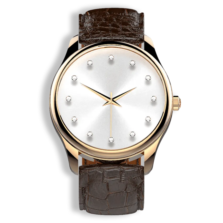Niveau Élevé Introsistence Ladies W-033 Swiss Luxury Watch – Diamond Dial & White Leather Strap