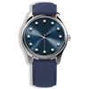 Introsistence W-043 Stainless Steel Quartz Ladies Watch with Dark Blue Sunray Dial & Diamond Markers