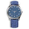 Introsistence W-047 Stainless Steel Quartz Ladies Watch with Blue Sapphire Diamond Dial & Blue Leather Strap