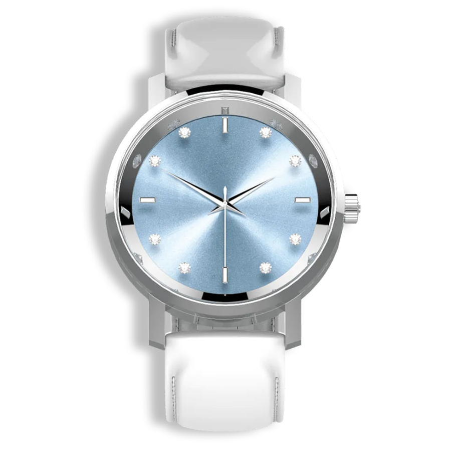 Lucidity Gents W-011 Diamond Dial Luxury Watch – Black Steel Case & Leather Strap
