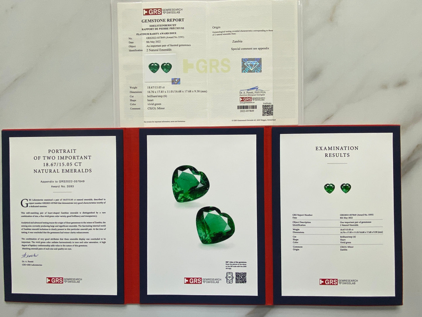 Natural Zambia Minor Emerald 33.72 cts Heart pair by SR-Takat