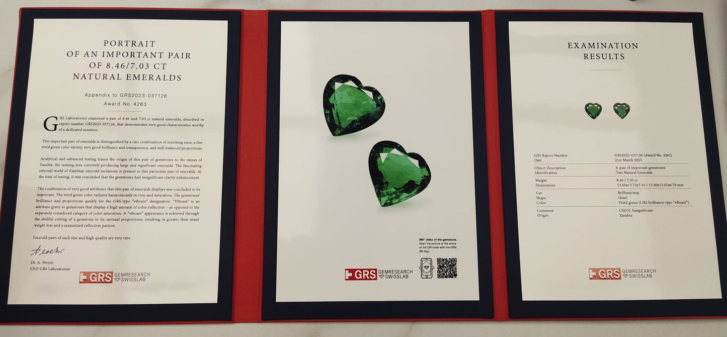 Natural Zambia Insg Emerald 15.49 cts Heart pair by SR-Takat