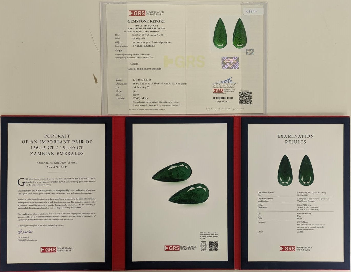 Natural Zambian Emerald 270.85 cts Pear Pair by SR-Takat