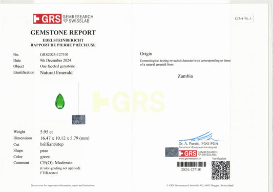 Natural Zambia Minor to Moderate/ Moderate Emerald 11.45 cts Pear pair by SR-Takat