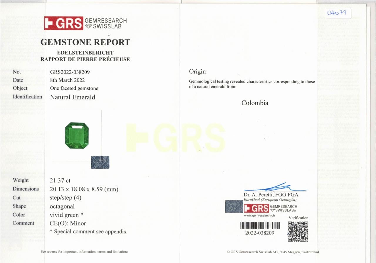 Natural Colombia Minor Muzo Green Emerald 21.37 cts Oct by SR-Takat
