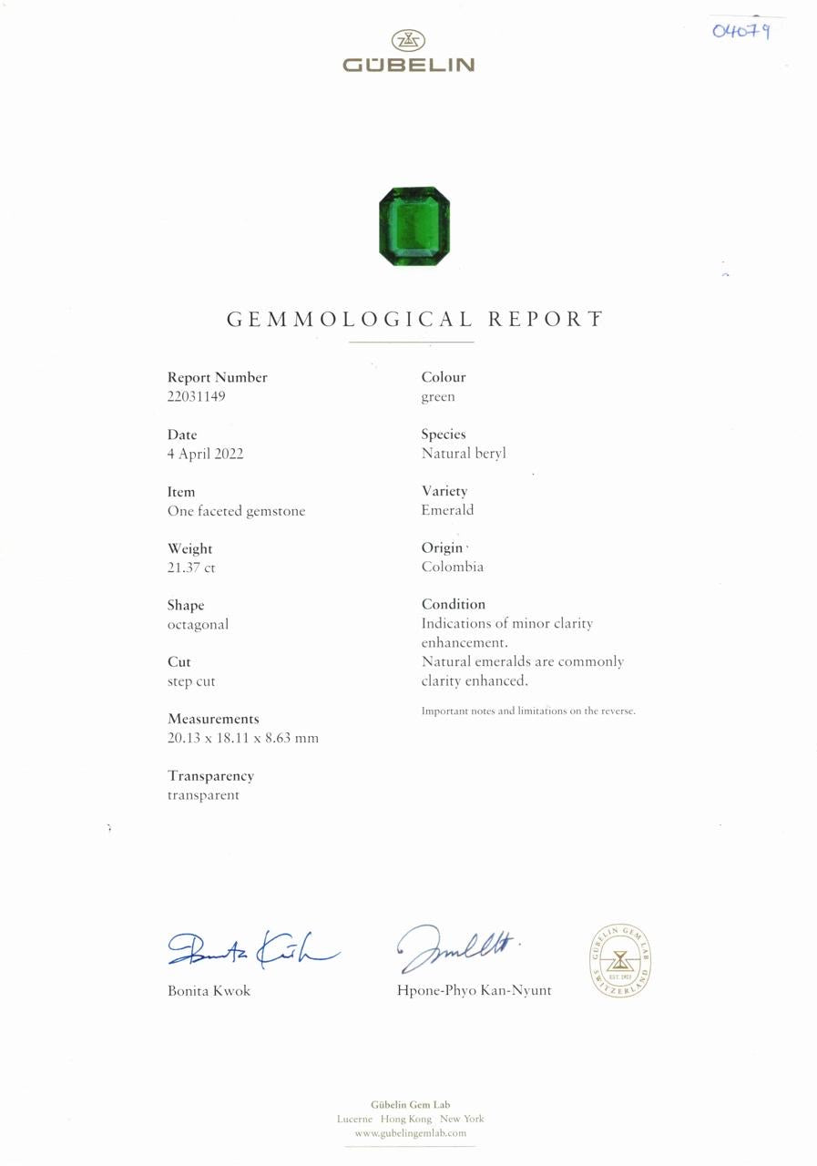 Natural Colombia Minor Muzo Green Emerald 21.37 cts Oct by SR-Takat