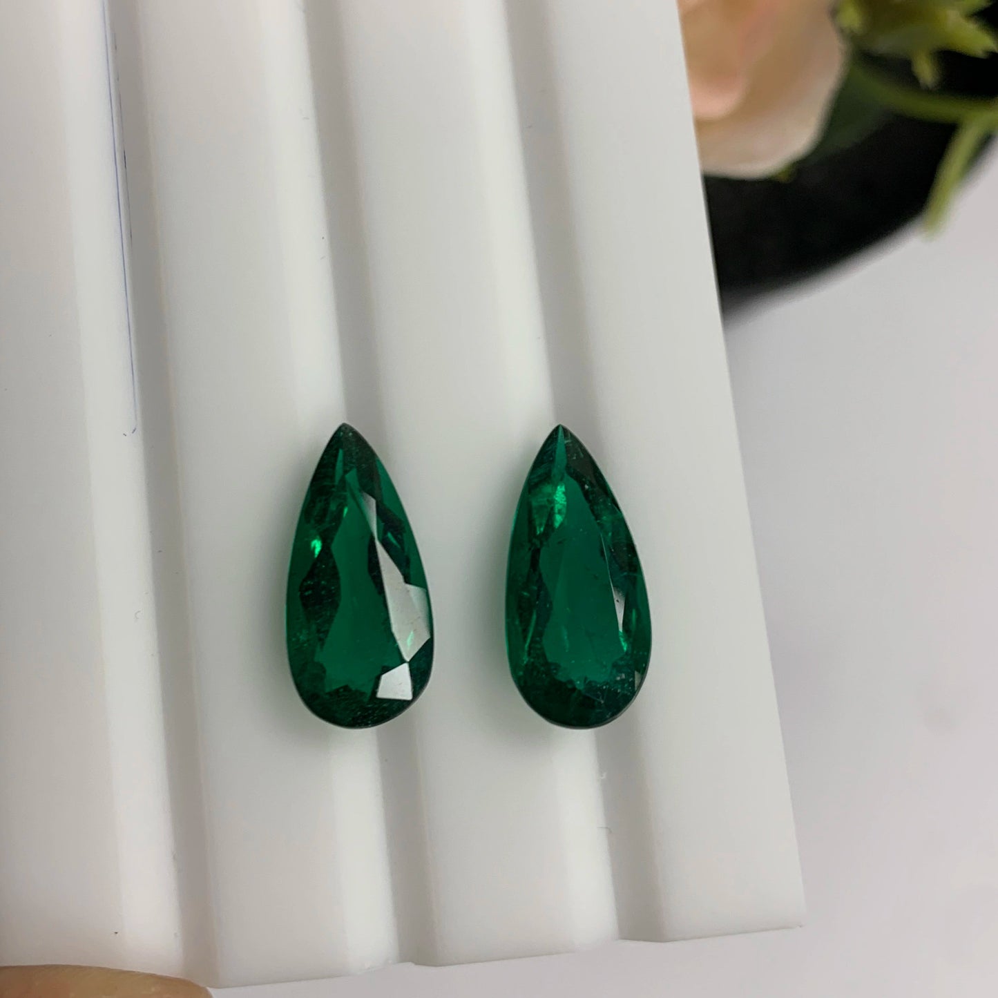 Natural Zambian Emerald Insignificant 9.01 cts Pear pair by SR-Takat