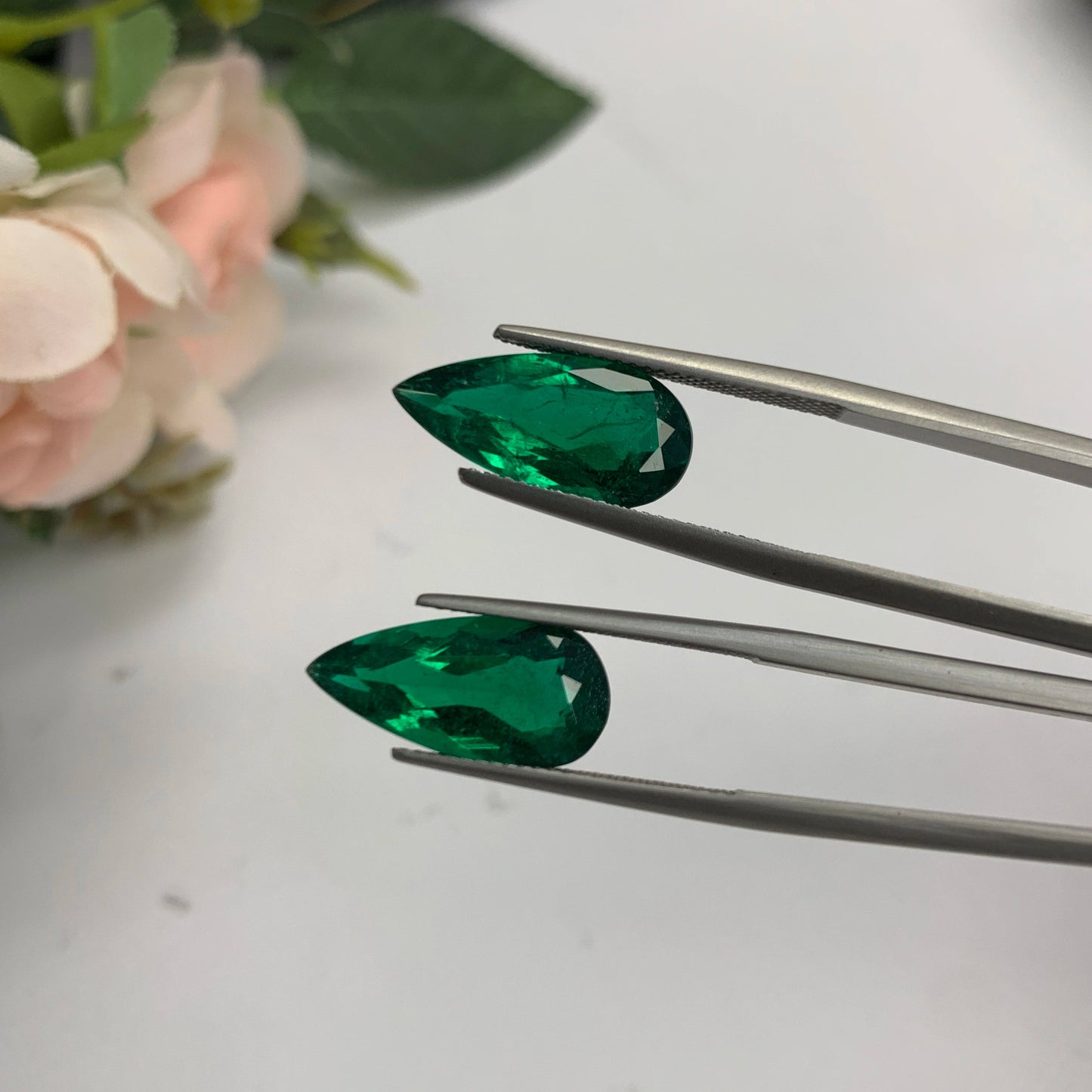 Natural Zambian Emerald Insignificant 9.01 cts Pear pair by SR-Takat