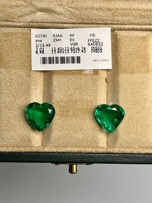 Natural Zambia Insg Emerald 15.49 cts Heart pair by SR-Takat