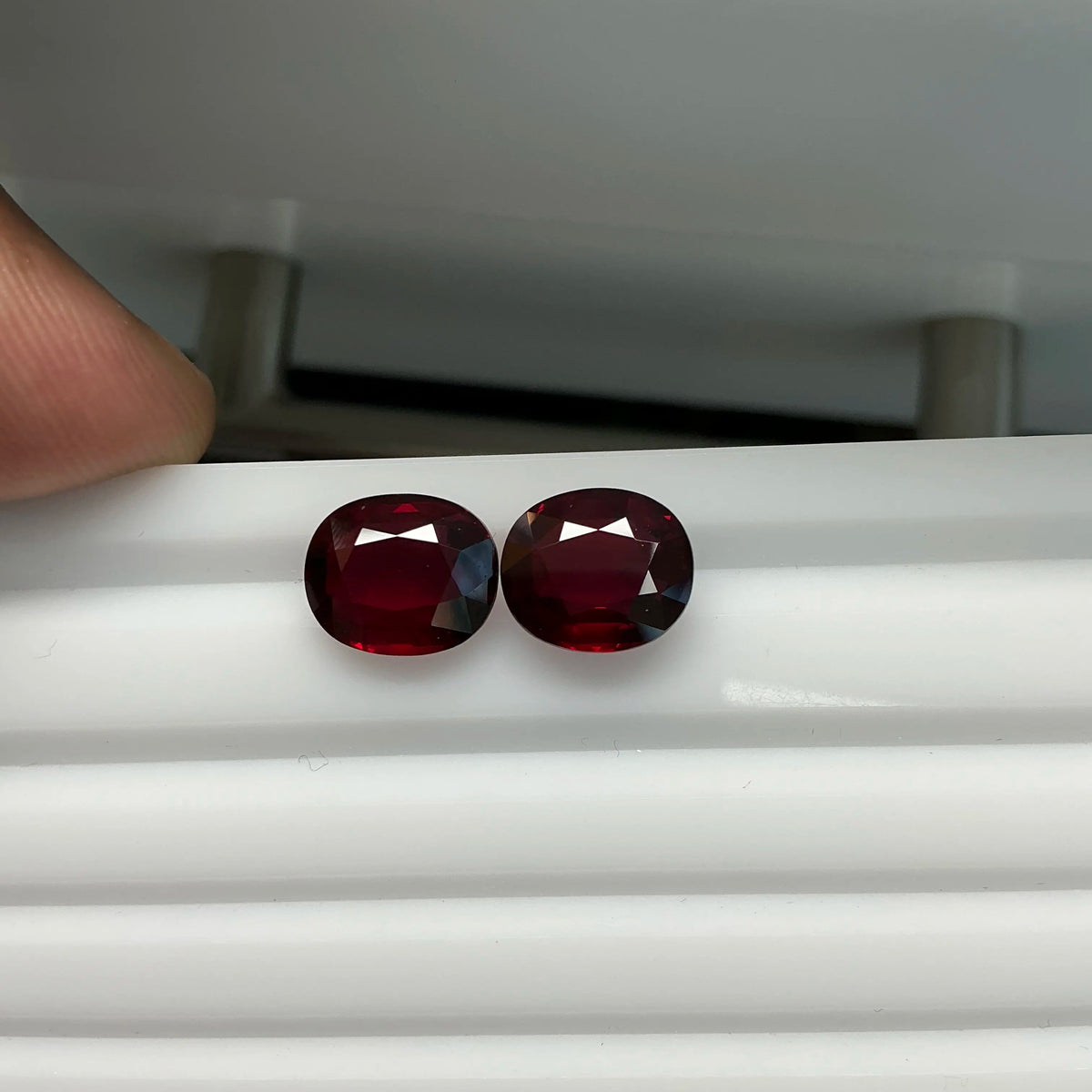 Natural Mozambique Pigeon Blood Ruby Pair – 5 Carat Each, Unheated & Certified
