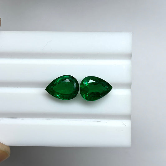 Natural Zambia No oil/Insig Emerald 10.15 cts Pear pair by SR-Takat