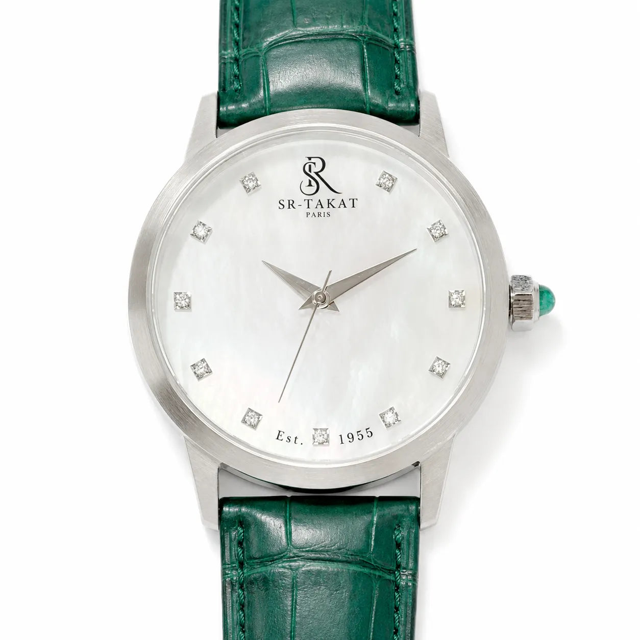 Elegant Men’s DIF Diamond Emerald Watch | SR TAKAT