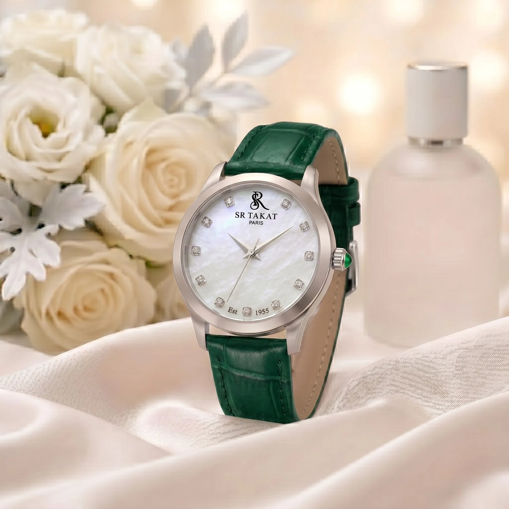 Premium Men’s Diamond Emerald Luxury Watch | SR TAKAT