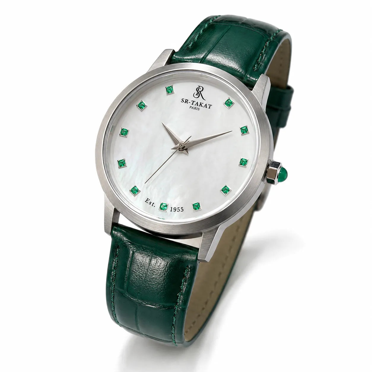 Handcrafted Emerald Luxury Watch for Men | SR TAKAT