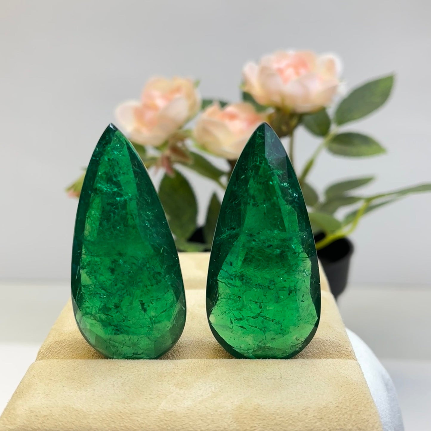 Natural Zambian Emerald 270.85 cts Pear Pair by SR-Takat