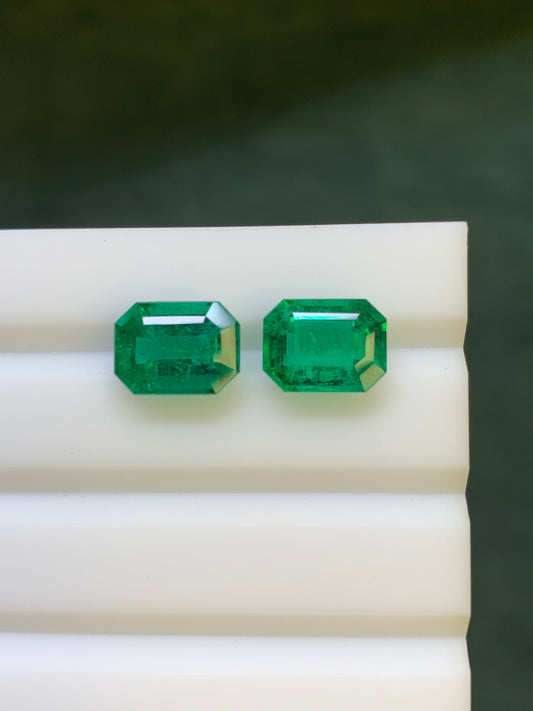 Natural Zambia Minor Emerald 6.65 cts Octagon pair by SR-Takat