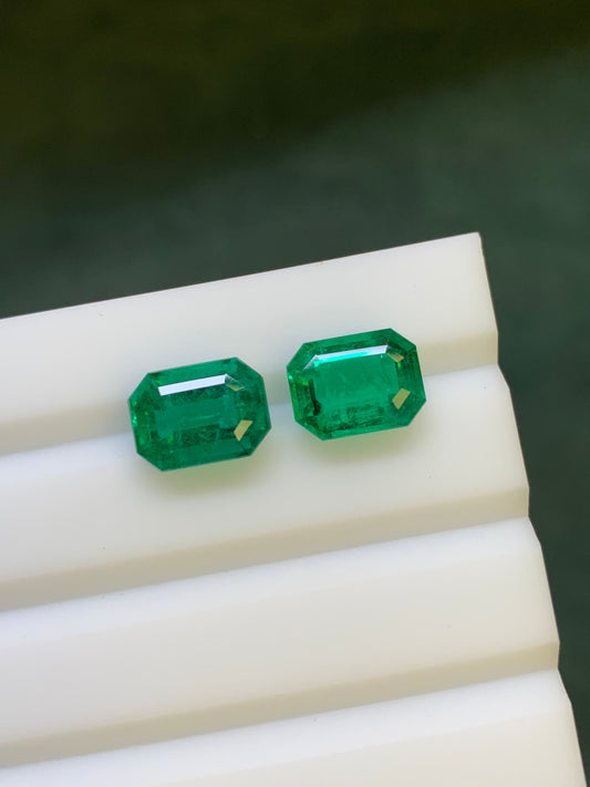 Natural Zambia Minor Emerald 6.65 cts Octagon pair by SR-Takat