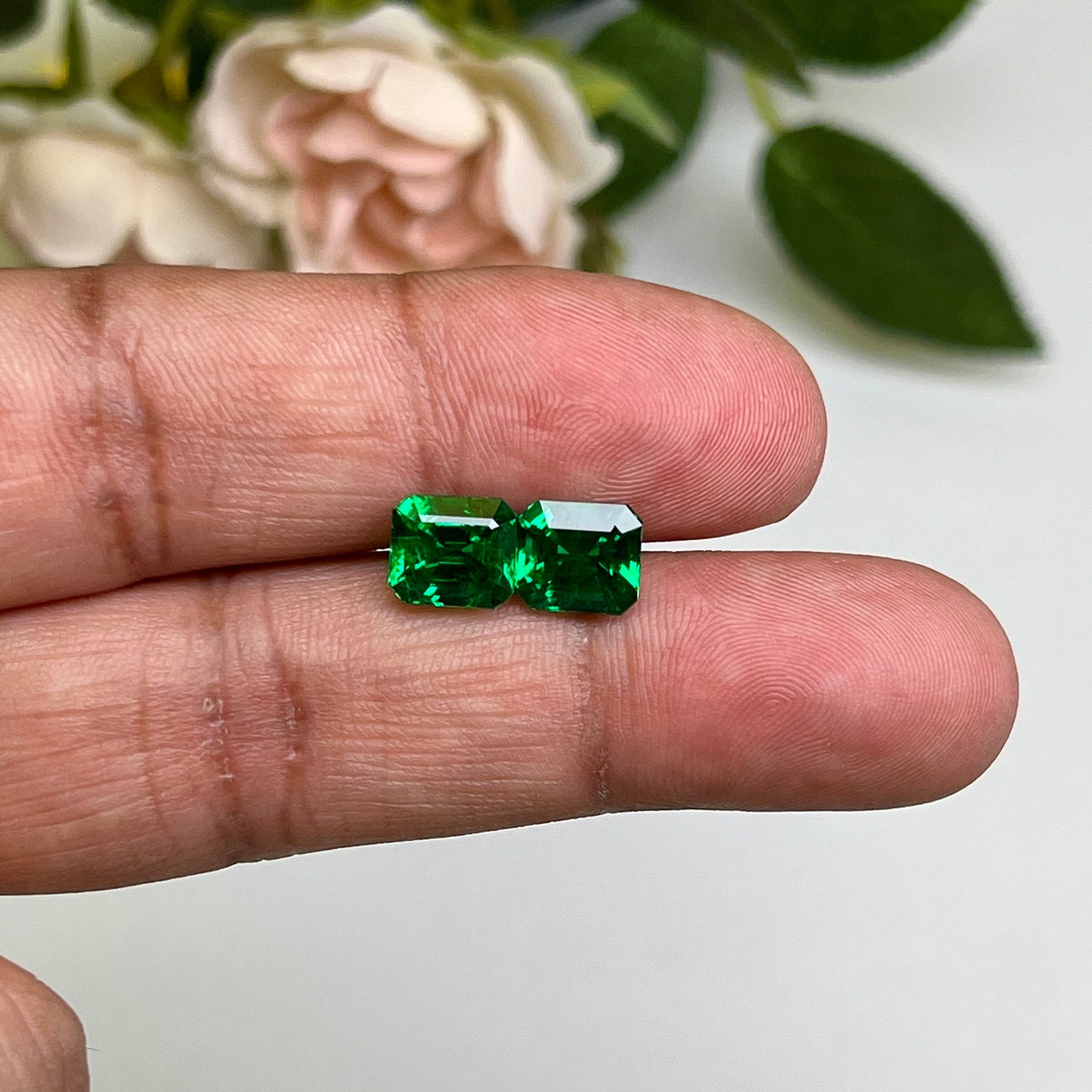 Natural Zambia Emerald 4.13 cts Octagon pair by SR-Takat