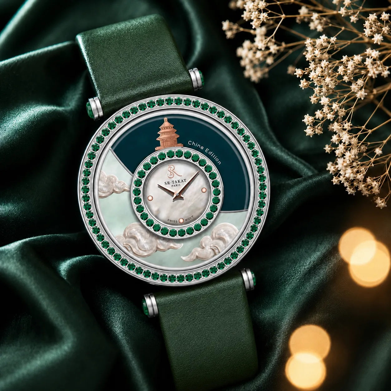 SR-Takat Natural Emerald Watch China - Around the world edition