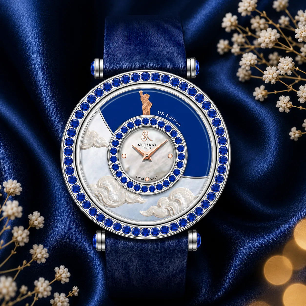 SR-Takat Natural Sapphire Watch USA - Around the world edition