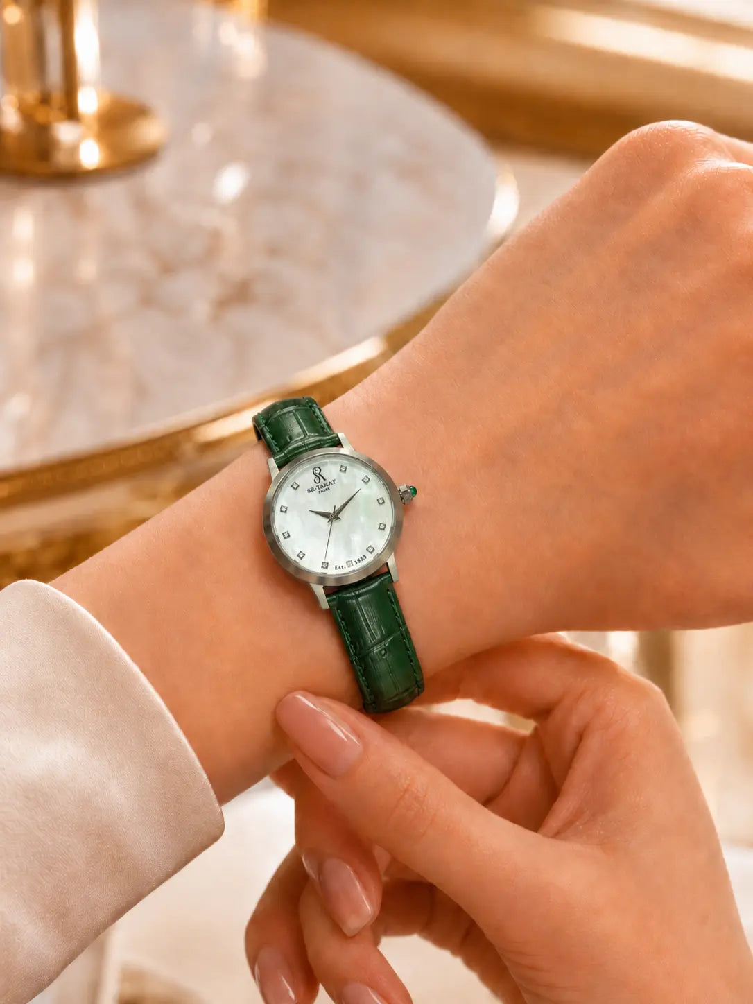 Luxury Watch for Men with Emerald Gemstone | SR-Takat