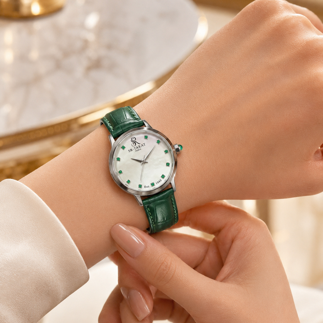 Women’s Natural Emerald Luxury Watch | SR TAKAT
