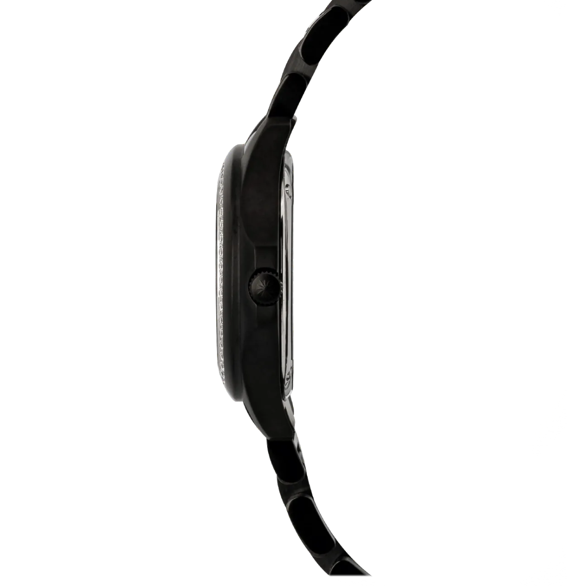Niveau Élevé Determination WA-026 Black Steel Quartz Ladies Watch with Diamond Bezel & Black Sunray Dial