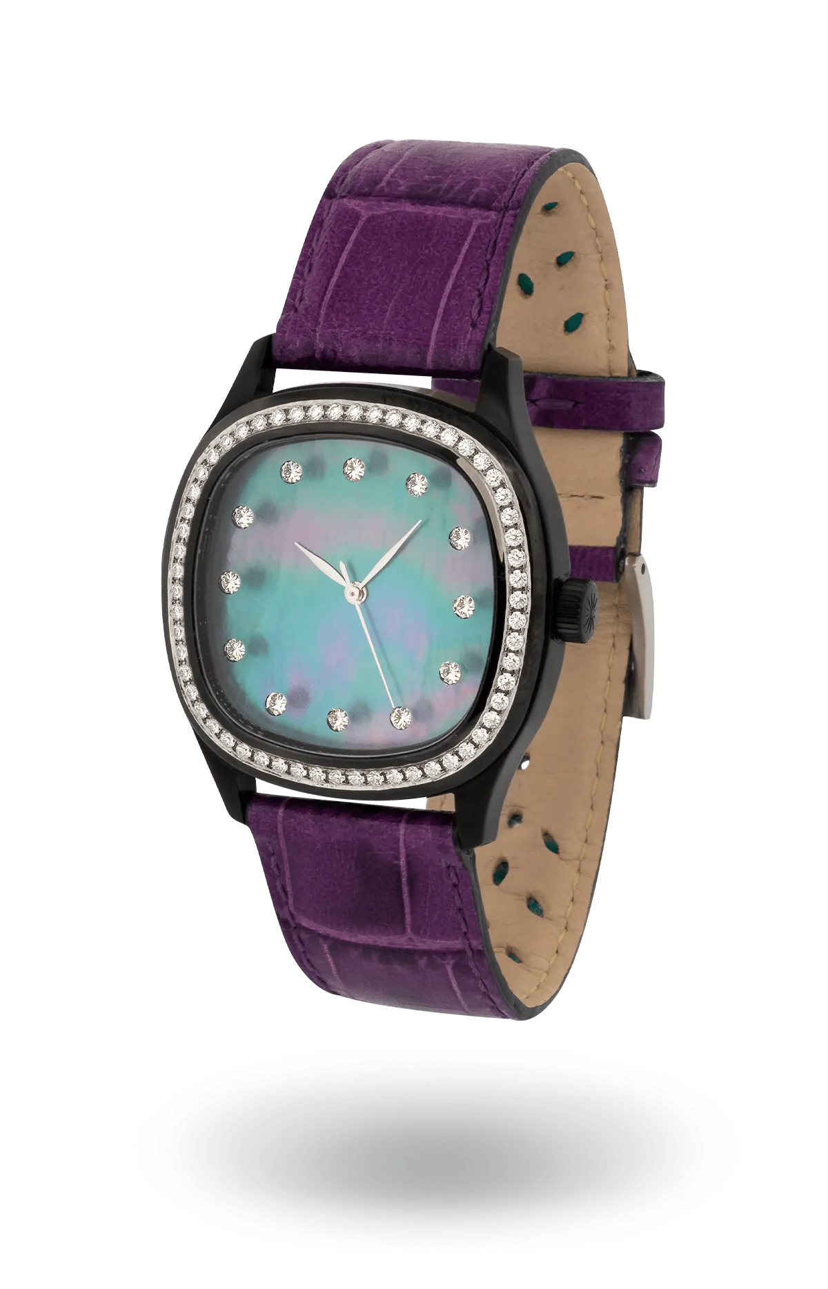 Niveau Élevé Determination Medium WA-032 Luxury Black Steel Watch with Dark Mother of Pearl Dial