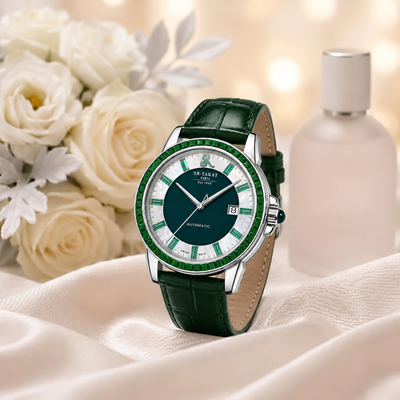 Mens Natural Emerald Watch