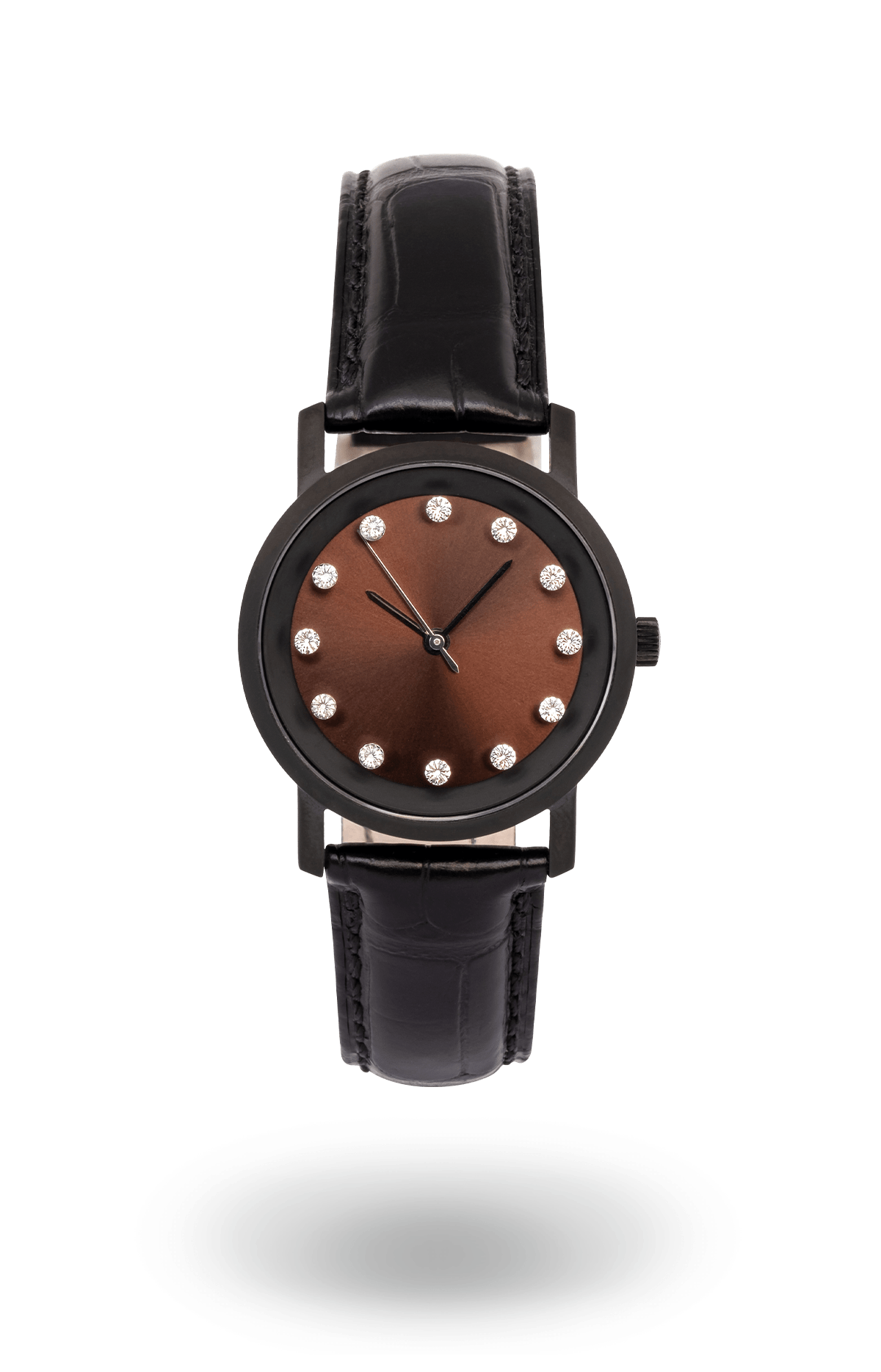 Lucidity Ladies Blackened Steel Chestnut Sunray Dial Diamond Quartz Watch – WA-057