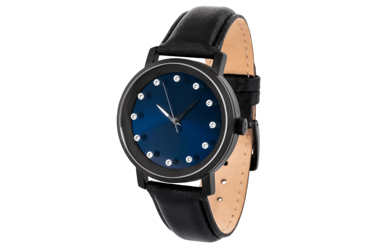 Lucidity Gents Automatic Watch – Blackened Steel with Blue Sunray Dial