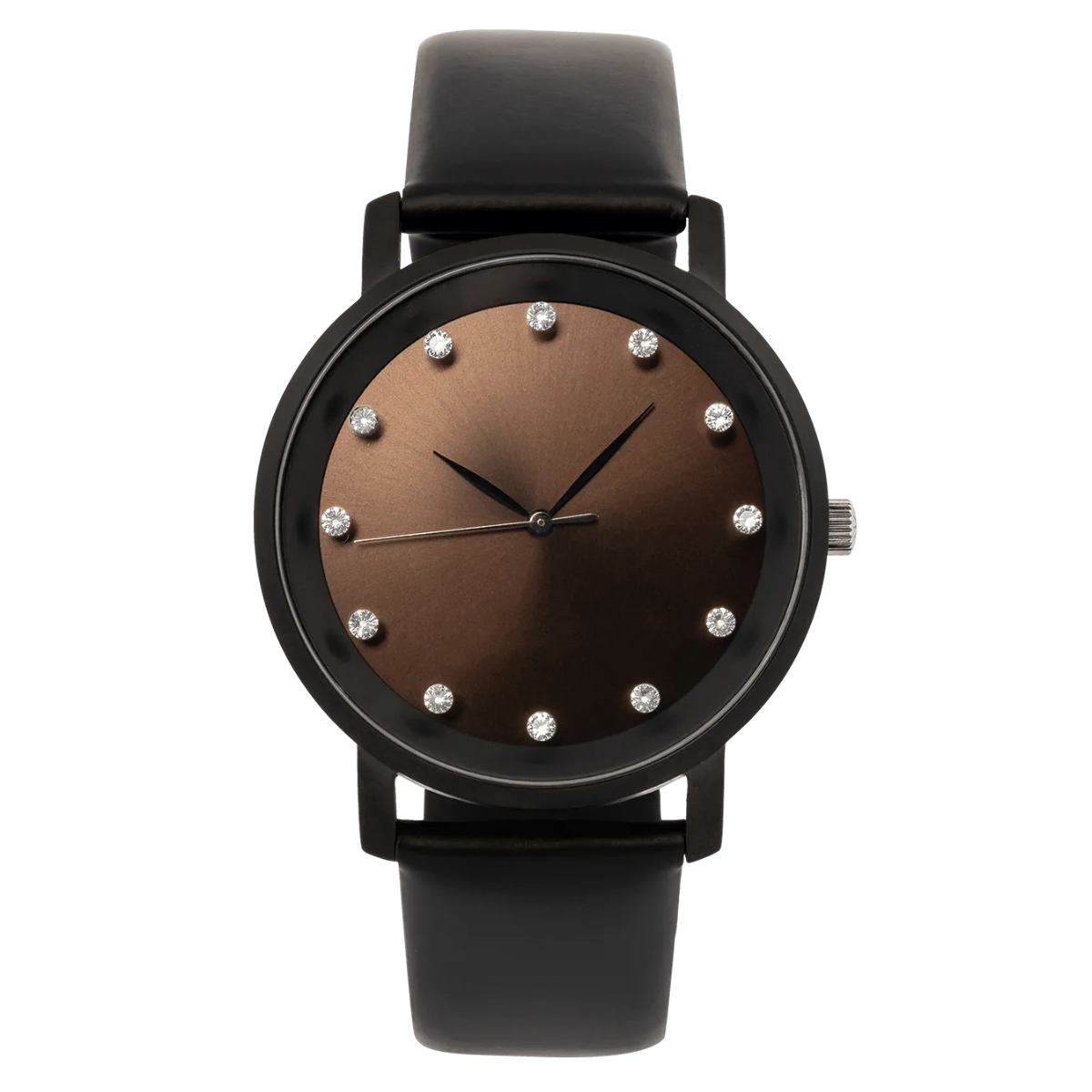 Lucidity Gents WA-054 Blackened Steel Chestnut Sunray Dial Diamond Luxury Watch